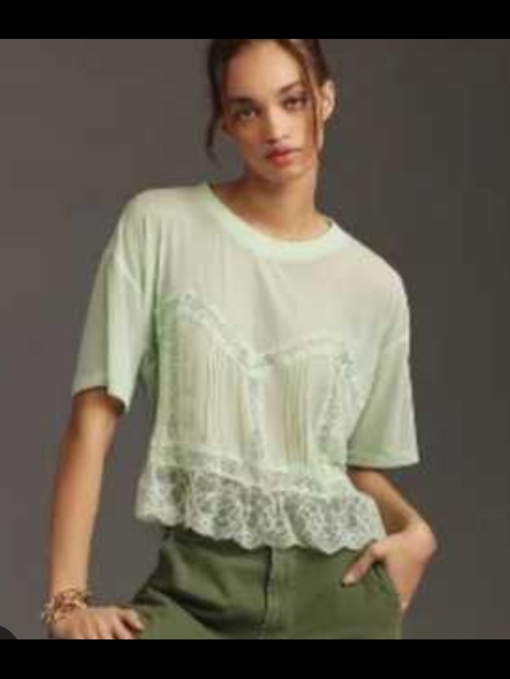 Dolan Sheer Lace Corset Top Mint Green XS Feminine Anthropologie